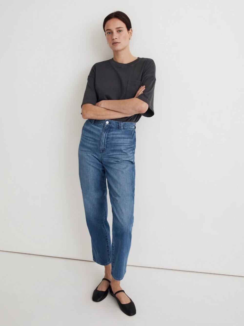 LIKE NEW! Madewell High-Rise Tapered Jeans in Ventnor Wash Pleat Edition Size 32
